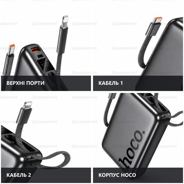 Павербанк HOCO Q39 20000 mAh 22.5W з вбудованими кабелями DESH-14355 фото