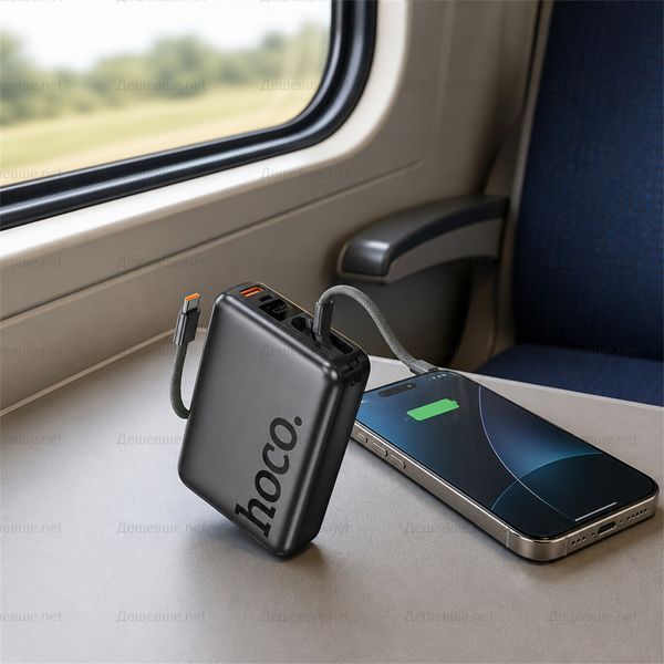 Павербанк HOCO Q39 20000 mAh 22.5W з вбудованими кабелями DESH-14355 фото