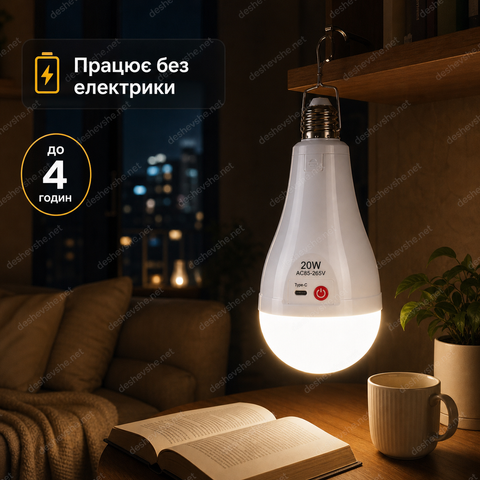 Аварійна LED-лампа з акумулятором 20W DESH-14124 фото