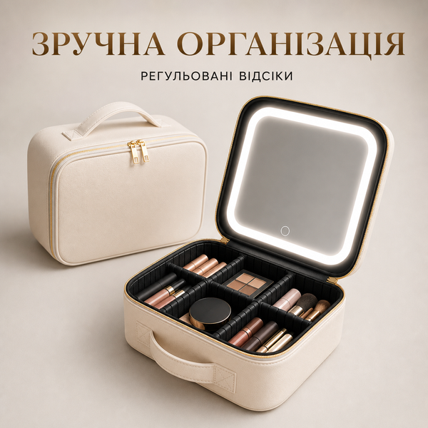 Косметичка з дзеркалом і LED-підсвіткою DESH-14079 фото
