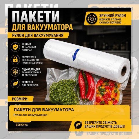 Пакети для вакууматора рулон 5 м 20 см DESH-14048-03 фото